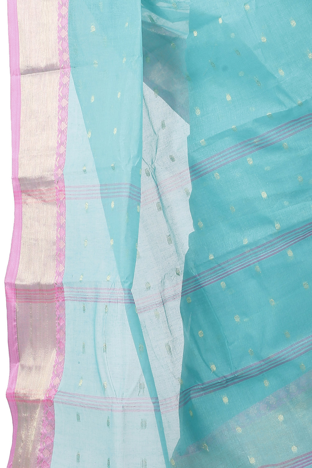 See Green Pure Cotton JoriPar Tant Saree (5176)